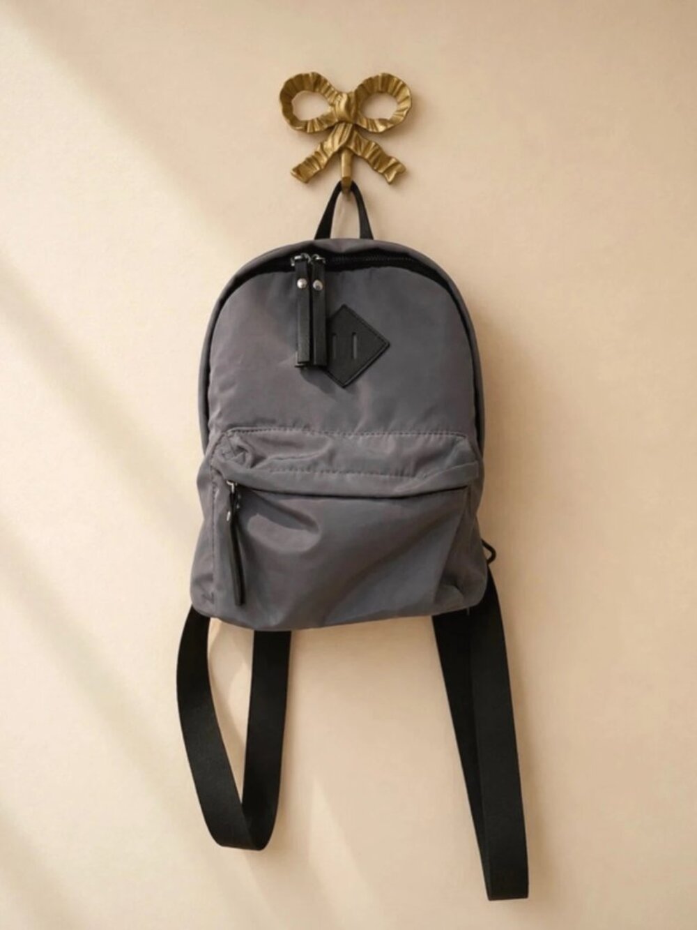 Steve Madden Gray Nylon Mini Backpack Black Trim